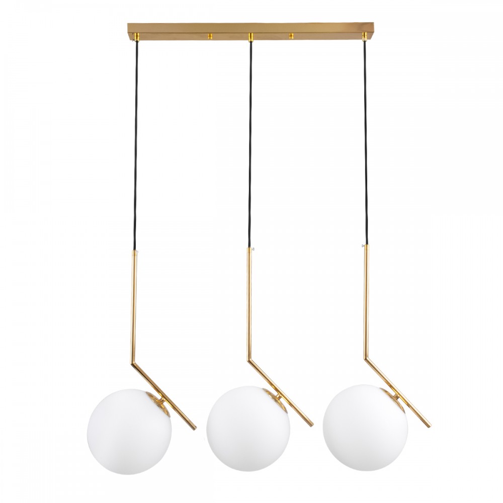 GLOBOSTAR® MONROE 00955 Μοντέρνο Κρεμαστό Φωτιστικό Οροφής με Ντουί 3 x E27 AC 220-240V IP20 - Χρυσό & Λευκό - Μ74 x Π25 x Υ50cm
