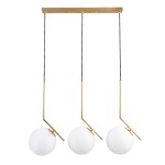 GloboStar® MONROE 00955 Μοντέρνο Κρεμαστό Φωτιστικό Οροφής Τρίφωτο 3 x E27 Χρυσό - Λευκό Μεταλλικό Μπάλα Μ74 x Π25 x Υ50cm
