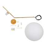 GloboStar® MONROE 00956 Μοντέρνο Κρεμαστό Φωτιστικό Οροφής Μονόφωτο 1 x E27 Χρυσό - Λευκό Μεταλλικό Μπάλα Φ30 x Υ75cm