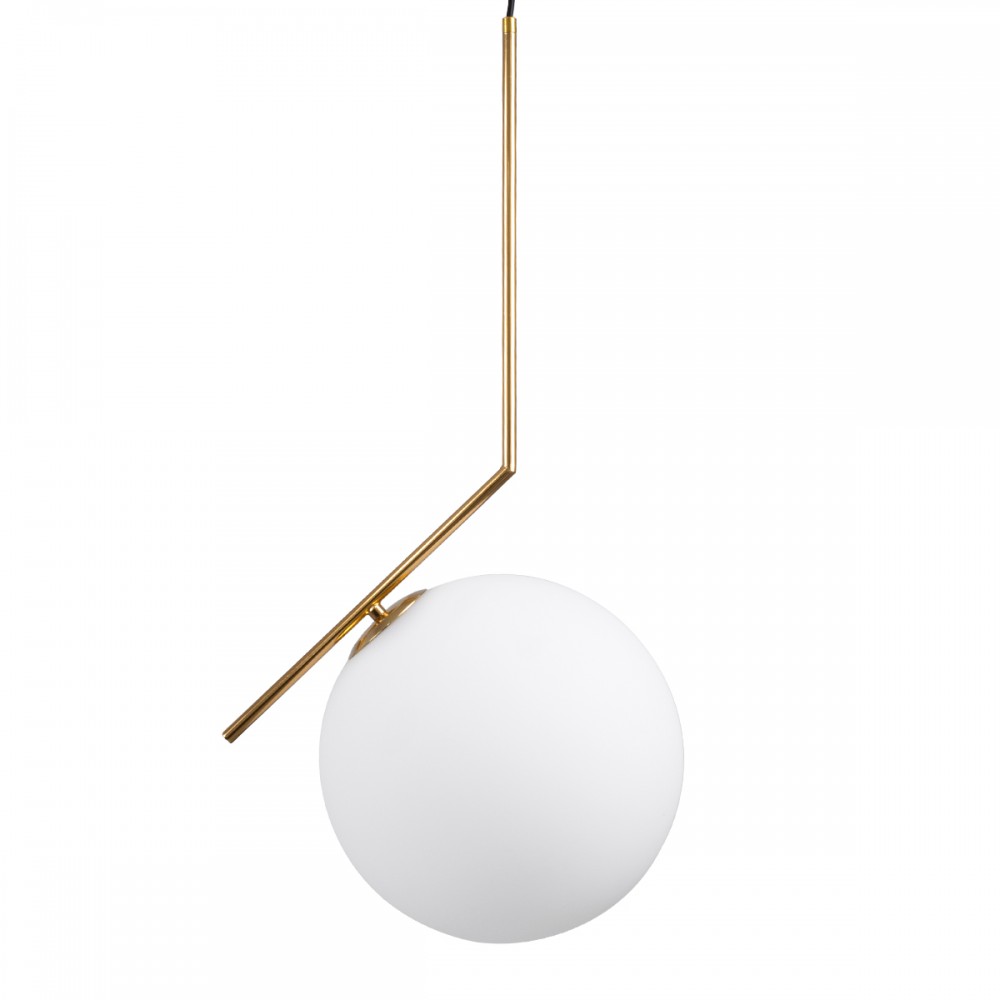 GloboStar® MONROE 00956 Μοντέρνο Κρεμαστό Φωτιστικό Οροφής Μονόφωτο 1 x E27 Χρυσό - Λευκό Μεταλλικό Μπάλα Φ30 x Υ75cm