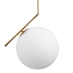 GloboStar® MONROE 00956 Μοντέρνο Κρεμαστό Φωτιστικό Οροφής Μονόφωτο 1 x E27 Χρυσό - Λευκό Μεταλλικό Μπάλα Φ30 x Υ75cm