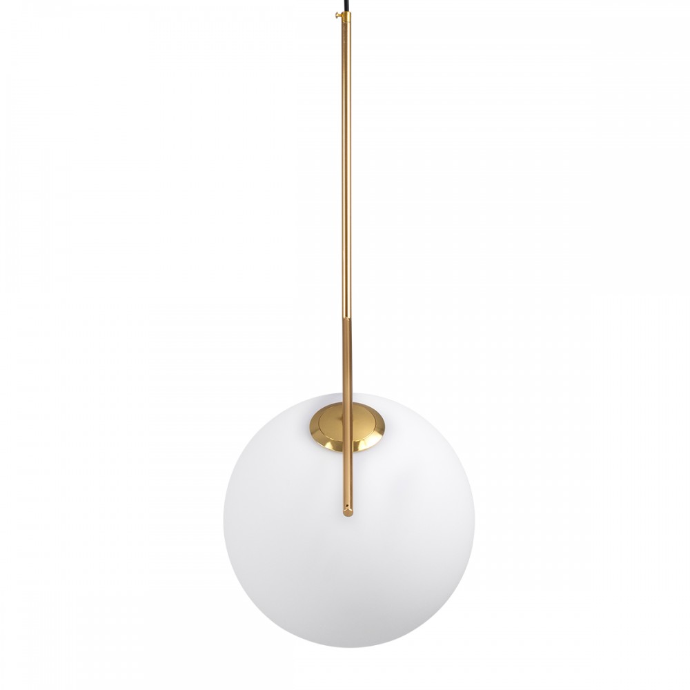 GloboStar® MONROE 00956 Μοντέρνο Κρεμαστό Φωτιστικό Οροφής Μονόφωτο 1 x E27 Χρυσό - Λευκό Μεταλλικό Μπάλα Φ30 x Υ75cm