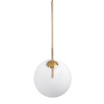 GloboStar® MONROE 00956 Μοντέρνο Κρεμαστό Φωτιστικό Οροφής Μονόφωτο 1 x E27 Χρυσό - Λευκό Μεταλλικό Μπάλα Φ30 x Υ75cm
