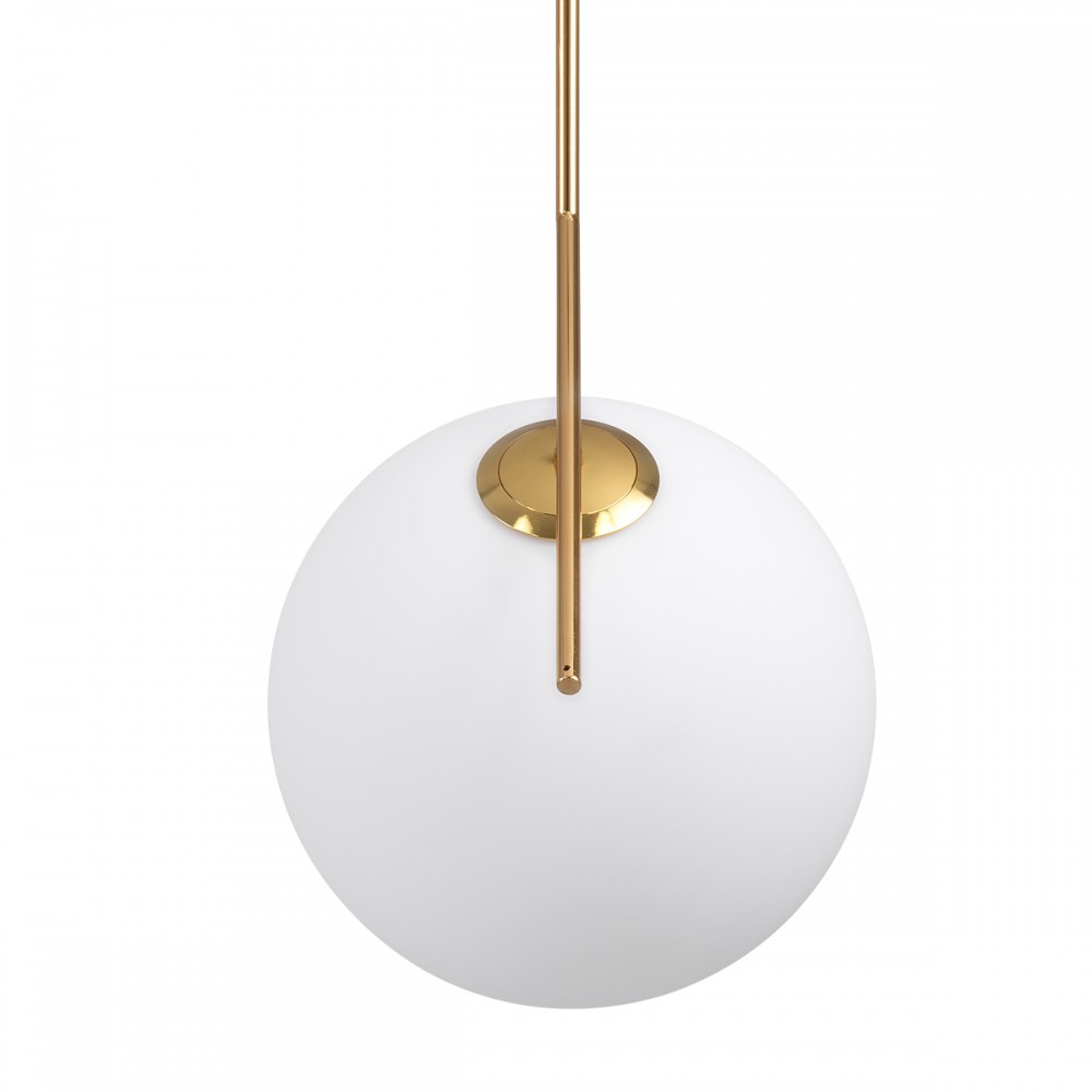 GloboStar® MONROE 00956 Μοντέρνο Κρεμαστό Φωτιστικό Οροφής Μονόφωτο 1 x E27 Χρυσό - Λευκό Μεταλλικό Μπάλα Φ30 x Υ75cm