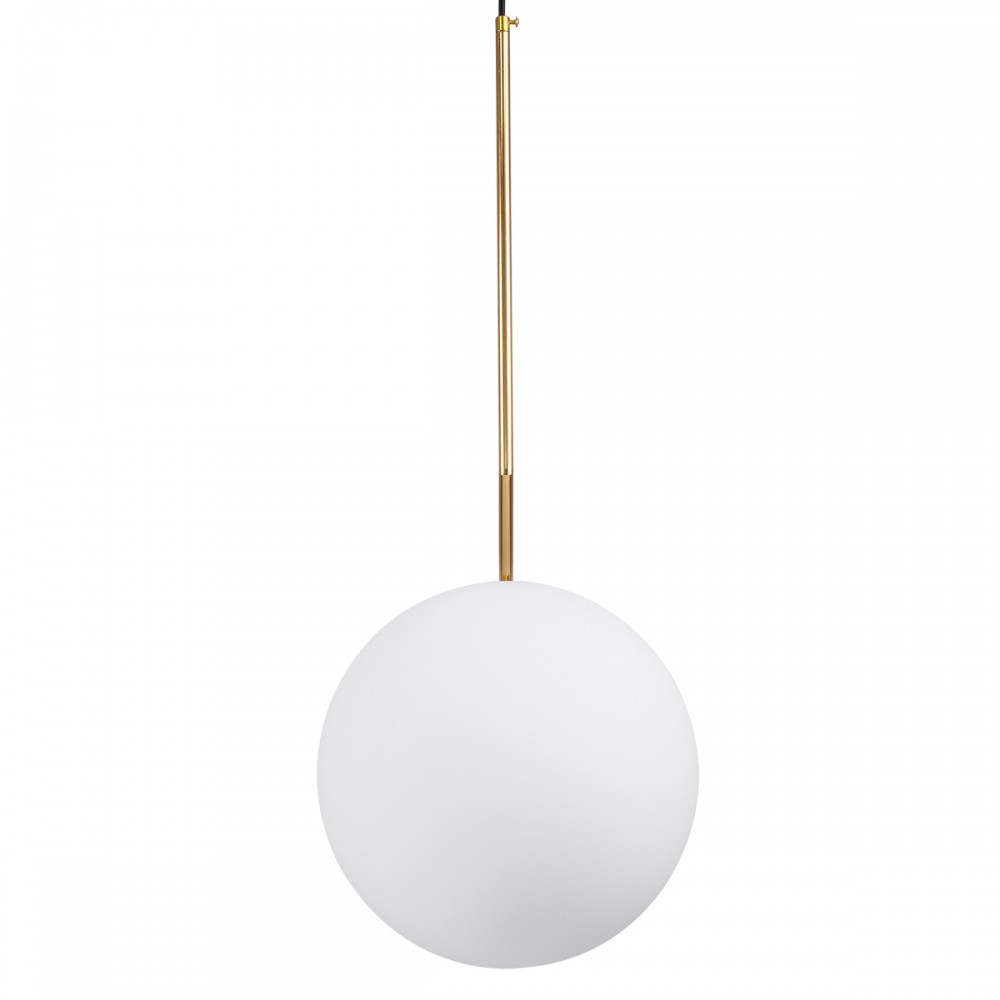 GloboStar® MONROE 00956 Μοντέρνο Κρεμαστό Φωτιστικό Οροφής Μονόφωτο 1 x E27 Χρυσό - Λευκό Μεταλλικό Μπάλα Φ30 x Υ75cm