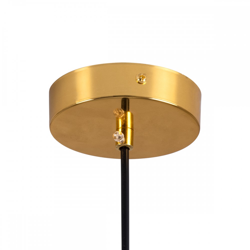 GloboStar® MONROE 00956 Μοντέρνο Κρεμαστό Φωτιστικό Οροφής Μονόφωτο 1 x E27 Χρυσό - Λευκό Μεταλλικό Μπάλα Φ30 x Υ75cm