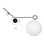 GloboStar® MONROE 00957 Μοντέρνο Κρεμαστό Φωτιστικό Οροφής Μονόφωτο 1 x E27 Μαύρο - Λευκό Μεταλλικό Μπάλα Φ30 x Υ75cm