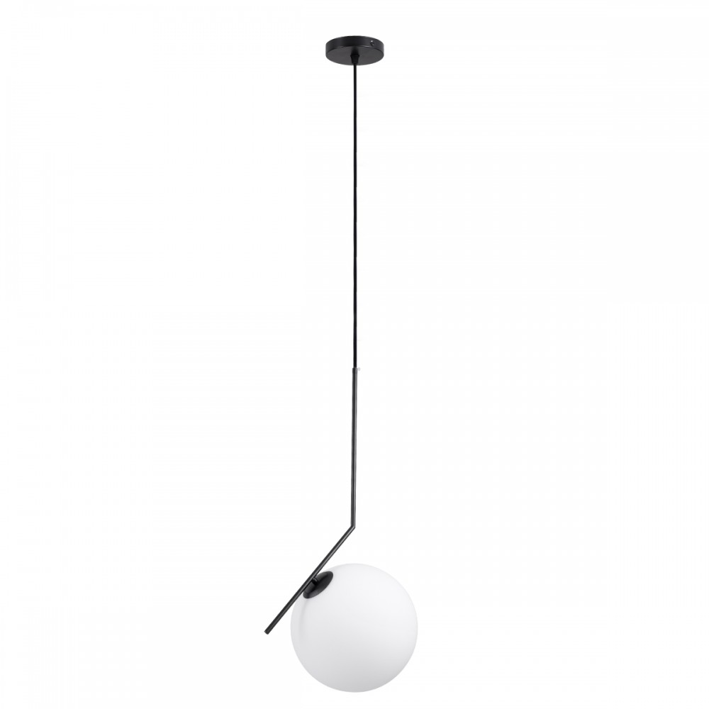 GloboStar® MONROE 00957 Μοντέρνο Κρεμαστό Φωτιστικό Οροφής Μονόφωτο 1 x E27 Μαύρο - Λευκό Μεταλλικό Μπάλα Φ30 x Υ75cm