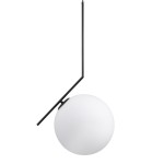 GloboStar® MONROE 00957 Μοντέρνο Κρεμαστό Φωτιστικό Οροφής Μονόφωτο 1 x E27 Μαύρο - Λευκό Μεταλλικό Μπάλα Φ30 x Υ75cm