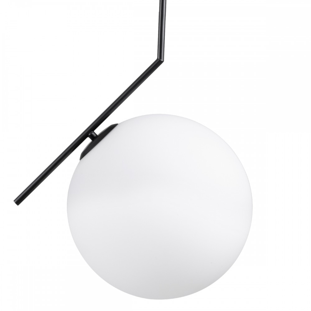 GloboStar® MONROE 00957 Μοντέρνο Κρεμαστό Φωτιστικό Οροφής Μονόφωτο 1 x E27 Μαύρο - Λευκό Μεταλλικό Μπάλα Φ30 x Υ75cm