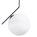 GloboStar® MONROE 00957 Μοντέρνο Κρεμαστό Φωτιστικό Οροφής Μονόφωτο 1 x E27 Μαύρο - Λευκό Μεταλλικό Μπάλα Φ30 x Υ75cm