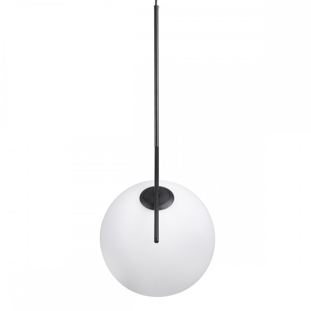 GloboStar® MONROE 00957 Μοντέρνο Κρεμαστό Φωτιστικό Οροφής Μονόφωτο 1 x E27 Μαύρο - Λευκό Μεταλλικό Μπάλα Φ30 x Υ75cm