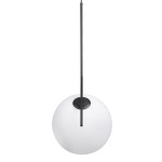 GloboStar® MONROE 00957 Μοντέρνο Κρεμαστό Φωτιστικό Οροφής Μονόφωτο 1 x E27 Μαύρο - Λευκό Μεταλλικό Μπάλα Φ30 x Υ75cm
