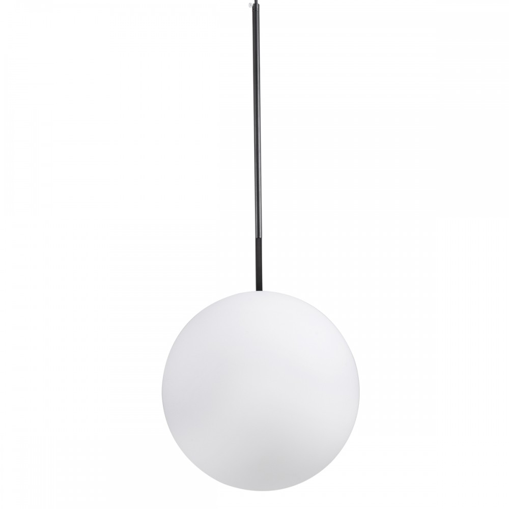 GloboStar® MONROE 00957 Μοντέρνο Κρεμαστό Φωτιστικό Οροφής Μονόφωτο 1 x E27 Μαύρο - Λευκό Μεταλλικό Μπάλα Φ30 x Υ75cm