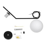 GloboStar® MONROE 00959 Μοντέρνο Κρεμαστό Φωτιστικό Οροφής Μονόφωτο 1 x E27 Μαύρο - Λευκό Μεταλλικό Μπάλα Φ15 x Υ49cm