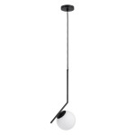 GloboStar® MONROE 00959 Μοντέρνο Κρεμαστό Φωτιστικό Οροφής Μονόφωτο 1 x E27 Μαύρο - Λευκό Μεταλλικό Μπάλα Φ15 x Υ49cm