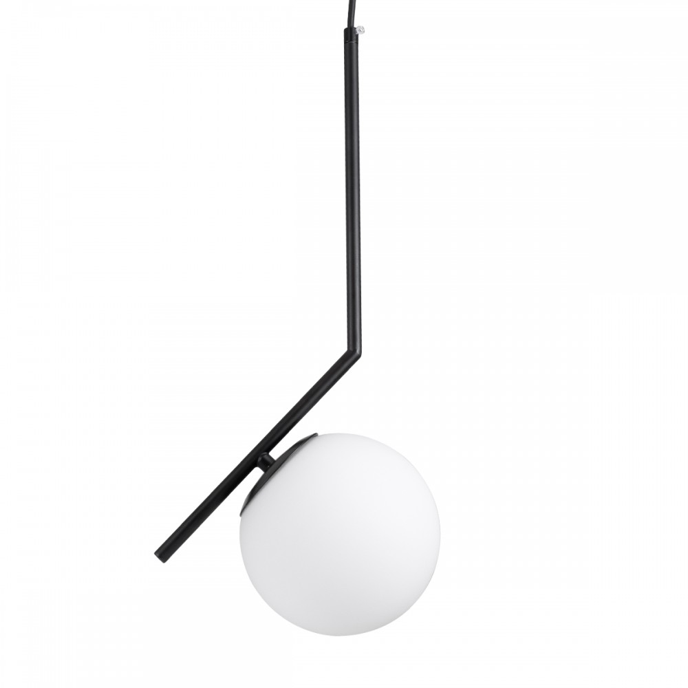 GloboStar® MONROE 00959 Μοντέρνο Κρεμαστό Φωτιστικό Οροφής Μονόφωτο 1 x E27 Μαύρο - Λευκό Μεταλλικό Μπάλα Φ15 x Υ49cm
