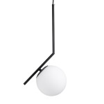 GloboStar® MONROE 00959 Μοντέρνο Κρεμαστό Φωτιστικό Οροφής Μονόφωτο 1 x E27 Μαύρο - Λευκό Μεταλλικό Μπάλα Φ15 x Υ49cm