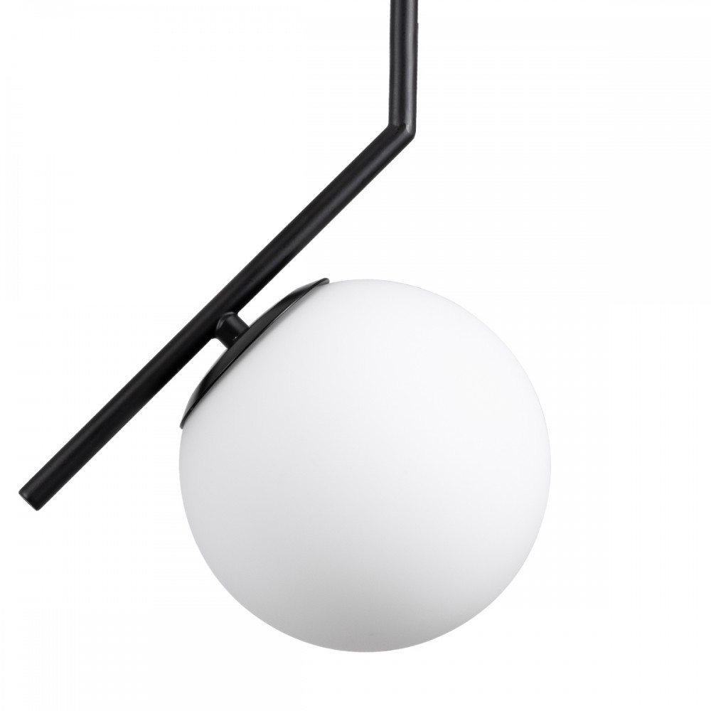 GloboStar® MONROE 00959 Μοντέρνο Κρεμαστό Φωτιστικό Οροφής Μονόφωτο 1 x E27 Μαύρο - Λευκό Μεταλλικό Μπάλα Φ15 x Υ49cm
