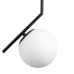 GloboStar® MONROE 00959 Μοντέρνο Κρεμαστό Φωτιστικό Οροφής Μονόφωτο 1 x E27 Μαύρο - Λευκό Μεταλλικό Μπάλα Φ15 x Υ49cm