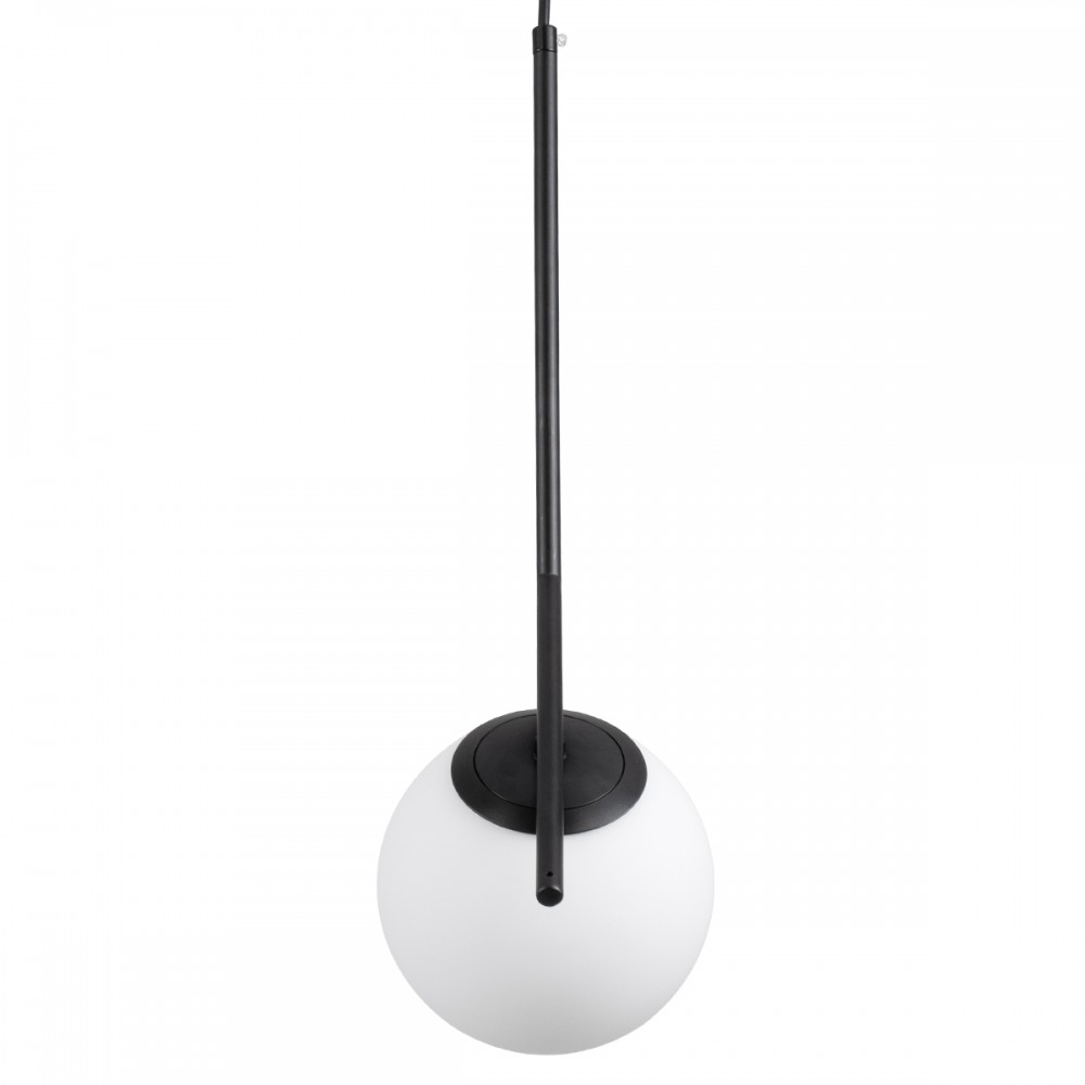 GloboStar® MONROE 00959 Μοντέρνο Κρεμαστό Φωτιστικό Οροφής Μονόφωτο 1 x E27 Μαύρο - Λευκό Μεταλλικό Μπάλα Φ15 x Υ49cm