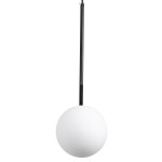 GloboStar® MONROE 00959 Μοντέρνο Κρεμαστό Φωτιστικό Οροφής Μονόφωτο 1 x E27 Μαύρο - Λευκό Μεταλλικό Μπάλα Φ15 x Υ49cm
