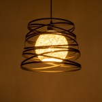 GloboStar® CARTER 00961 Μοντέρνο Industrial Κρεμαστό Φωτιστικό Οροφής Μονόφωτο 1 x E27 AC220-240V IP20 - Φ32 x Υ25cm - Μαύρο Μεταλλικό και Εκρού Μπάλα Πλέγμα - 5 Χρόνια Εγγύηση