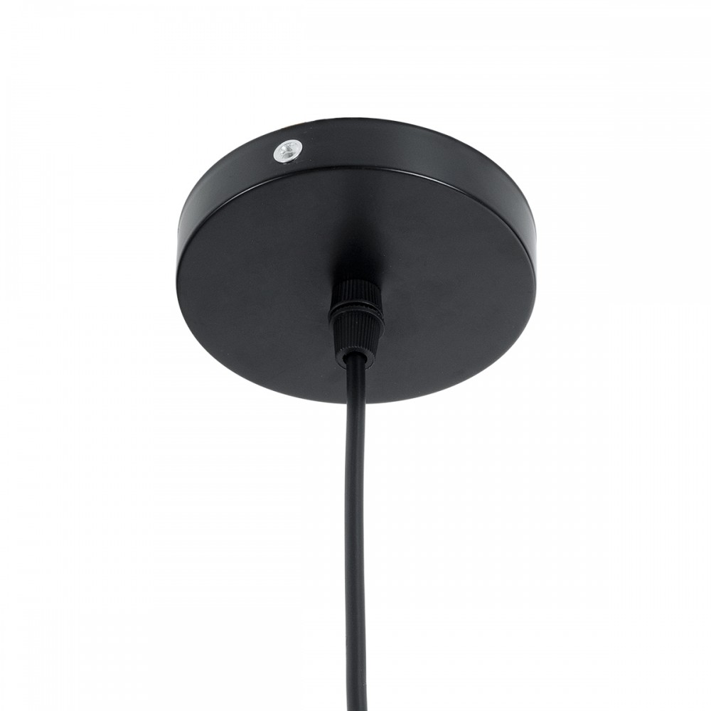 GloboStar® CARTER 00961 Μοντέρνο Industrial Κρεμαστό Φωτιστικό Οροφής Μονόφωτο 1 x E27 AC220-240V IP20 - Φ32 x Υ25cm - Μαύρο Μεταλλικό και Εκρού Μπάλα Πλέγμα - 5 Χρόνια Εγγύηση