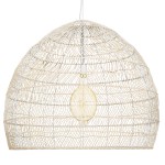 GloboStar® MALIBU 00965 Vintage Κρεμαστό Φωτιστικό Οροφής Μονόφωτο 1 x E27 Λευκό Ξύλινο Μπαμπού Φ100 x Y86cm