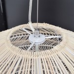 GloboStar® MALIBU 00965 Vintage Κρεμαστό Φωτιστικό Οροφής Μονόφωτο 1 x E27 Λευκό Ξύλινο Μπαμπού Φ100 x Y86cm