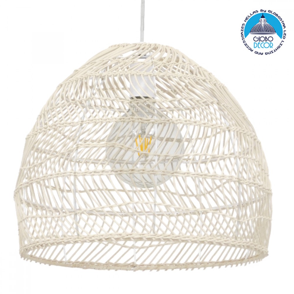 GLOBOSTAR® MALIBU 00968 Boho Κρεμαστό Φωτιστικό Οροφής με Ντουί 1 x E27 AC 220-240V IP20 - Μπεζ - Μ40 x Π40 x Υ35cm
