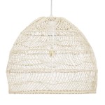 GloboStar® MALIBU 00968 Vintage Κρεμαστό Φωτιστικό Οροφής Μονόφωτο 1 x E27 Λευκό Ξύλινο Μπαμπού Φ40 x Y35cm