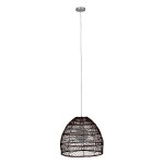 GloboStar® MALIBU 00970 Vintage Κρεμαστό Φωτιστικό Οροφής Μονόφωτο 1 x E27 Καφέ Ξύλινο Μπαμπού Φ40 x Y35cm