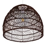 GloboStar® MALIBU 00970 Vintage Κρεμαστό Φωτιστικό Οροφής Μονόφωτο 1 x E27 Καφέ Ξύλινο Μπαμπού Φ40 x Y35cm