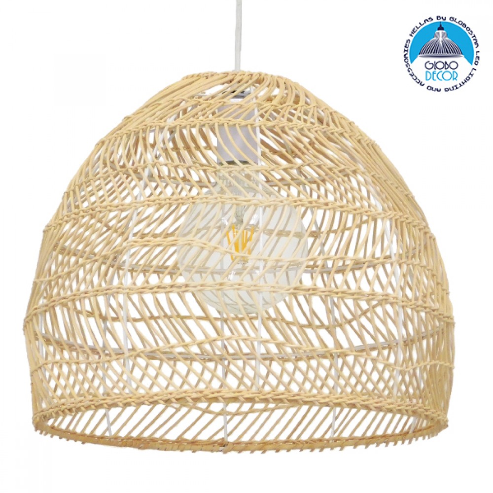 GLOBOSTAR® MALIBU 00973 Boho Κρεμαστό Φωτιστικό Οροφής με Ντουί 1 x E27 AC 220-240V IP20 - Μπεζ - Μ40 x Π40 x Υ35cm