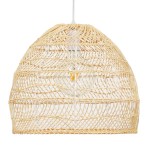 GloboStar® MALIBU 00973 Vintage Κρεμαστό Φωτιστικό Οροφής Μονόφωτο 1 x E27 Μπεζ Ξύλινο Μπαμπού Φ40 x Y35cm
