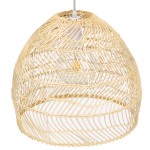 GloboStar® MALIBU 00973 Vintage Κρεμαστό Φωτιστικό Οροφής Μονόφωτο 1 x E27 Μπεζ Ξύλινο Μπαμπού Φ40 x Y35cm