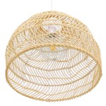 GloboStar® MALIBU 00973 Vintage Κρεμαστό Φωτιστικό Οροφής Μονόφωτο 1 x E27 Μπεζ Ξύλινο Μπαμπού Φ40 x Y35cm