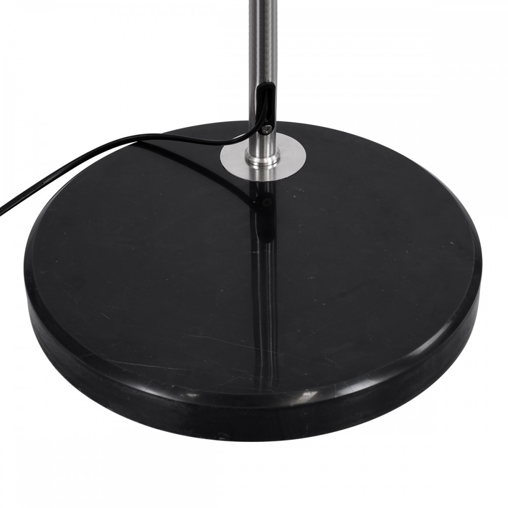 GloboStar® PRAGUE 00989 Μοντέρνο Φωτιστικό Δαπέδου Μονόφωτο 1 x E27 Ασημί Μεταλλικό Καμπάνα & Μαύρη Μαρμάρινη Βάση L90 x W29.5 x H180cm