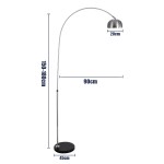 GloboStar® PRAGUE 00989 Μοντέρνο Φωτιστικό Δαπέδου Μονόφωτο 1 x E27 Ασημί Μεταλλικό Καμπάνα & Μαύρη Μαρμάρινη Βάση L90 x W29.5 x H180cm