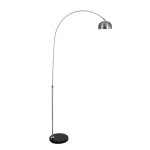 GloboStar® PRAGUE 00989 Μοντέρνο Φωτιστικό Δαπέδου Μονόφωτο 1 x E27 Ασημί Μεταλλικό Καμπάνα & Μαύρη Μαρμάρινη Βάση L90 x W29.5 x H180cm