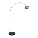 GloboStar® PRAGUE 00989 Μοντέρνο Φωτιστικό Δαπέδου Μονόφωτο 1 x E27 Ασημί Μεταλλικό Καμπάνα & Μαύρη Μαρμάρινη Βάση L90 x W29.5 x H180cm