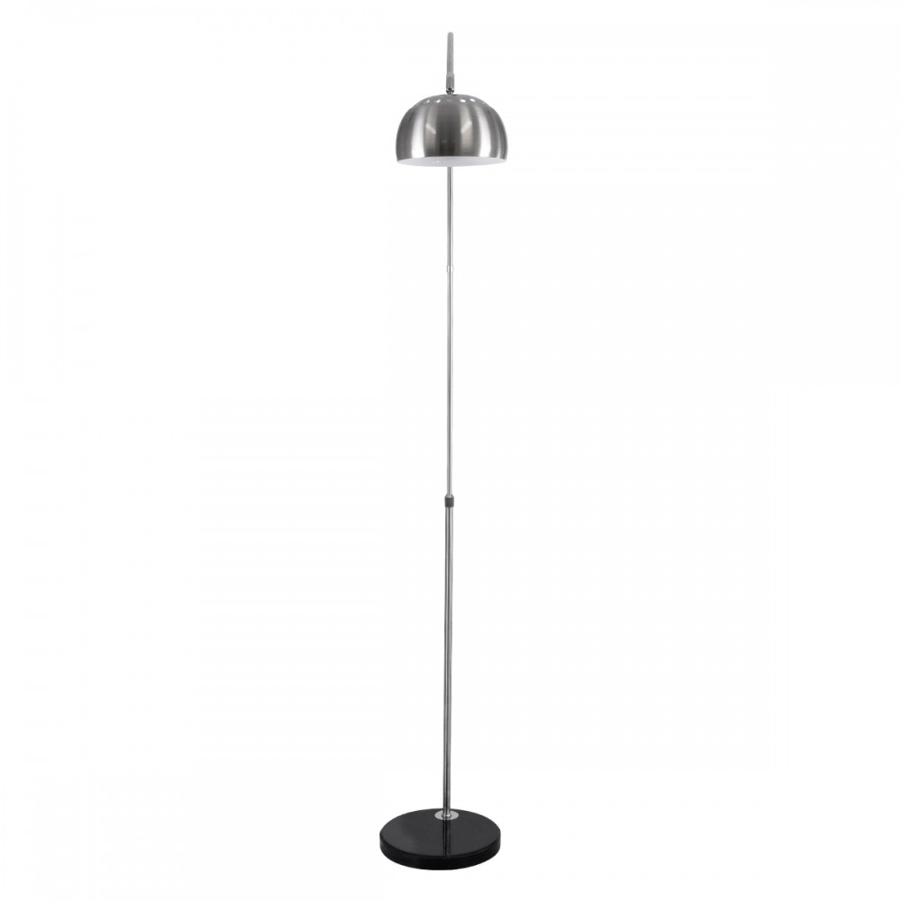 GloboStar® PRAGUE 00989 Μοντέρνο Φωτιστικό Δαπέδου Μονόφωτο 1 x E27 Ασημί Μεταλλικό Καμπάνα & Μαύρη Μαρμάρινη Βάση L90 x W29.5 x H180cm