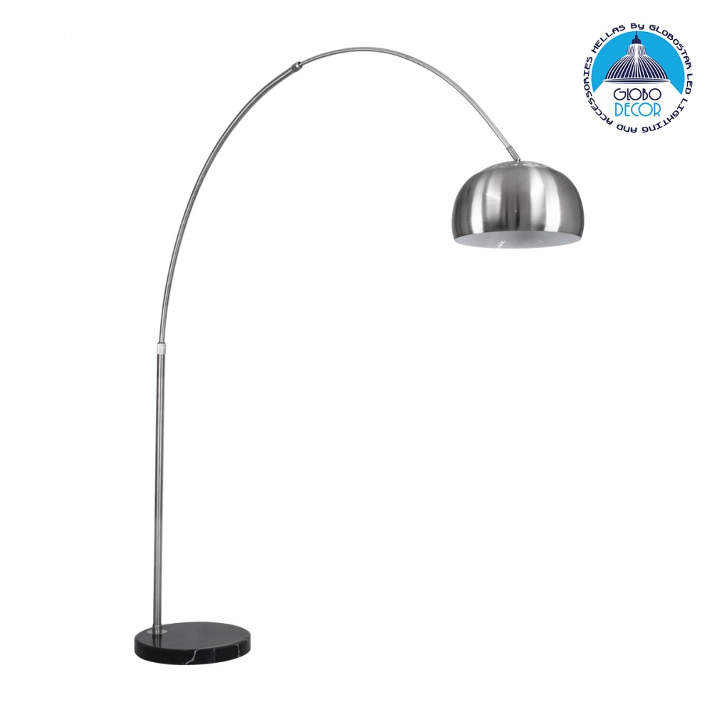 GLOBOSTAR® PRAGUE 00990 Μοντέρνο Επιδαπέδιο Φωτιστικό με Ντουί 1 x E27 AC 220-240V IP20 - Νίκελ Βούρτσας - Μ210 x Π45 x Υ220cm