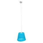 GloboStar® PLAYROOM 00995 Vintage Κρεμαστό Φωτιστικό Οροφής Μονόφωτο 1 x E27 Θαλασσί Ξύλινο Ψάθινο Rattan Φ32 x Υ27cm