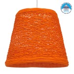 GloboStar® PLAYROOM 00997 Vintage Κρεμαστό Φωτιστικό Οροφής Μονόφωτο 1 x E27 Πορτοκαλί Ξύλινο Ψάθινο Rattan Φ32 x Υ27cm