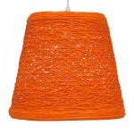 GloboStar® PLAYROOM 00997 Vintage Κρεμαστό Φωτιστικό Οροφής Μονόφωτο 1 x E27 Πορτοκαλί Ξύλινο Ψάθινο Rattan Φ32 x Υ27cm