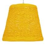 GloboStar® PLAYROOM 00998 Vintage Κρεμαστό Φωτιστικό Οροφής Μονόφωτο 1 x E27 Κίτρινο Ξύλινο Ψάθινο Rattan Φ32 x Υ27cm