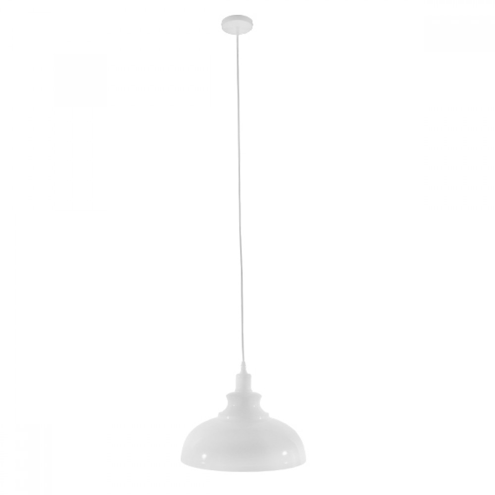 GloboStar® ANDY 00999 Μοντέρνο Κρεμαστό Φωτιστικό Καμπάνα Μονόφωτο 1 x E27 IP20 Λευκό & Χρυσό Μέταλλο - Μ35 x Π35 x Υ28cm