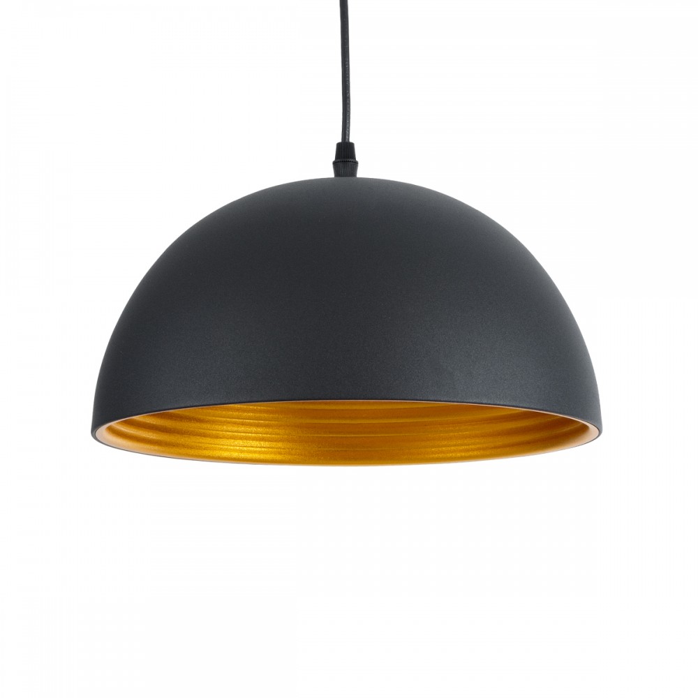GLOBOSTAR® MEDEA 01004 Μοντέρνο Κρεμαστό Φωτιστικό Οροφής με Ντουί 1 x E27 AC 220-240V IP20 - Μαύρο & Χρυσό - Μ30 x Π30 x Υ16cm